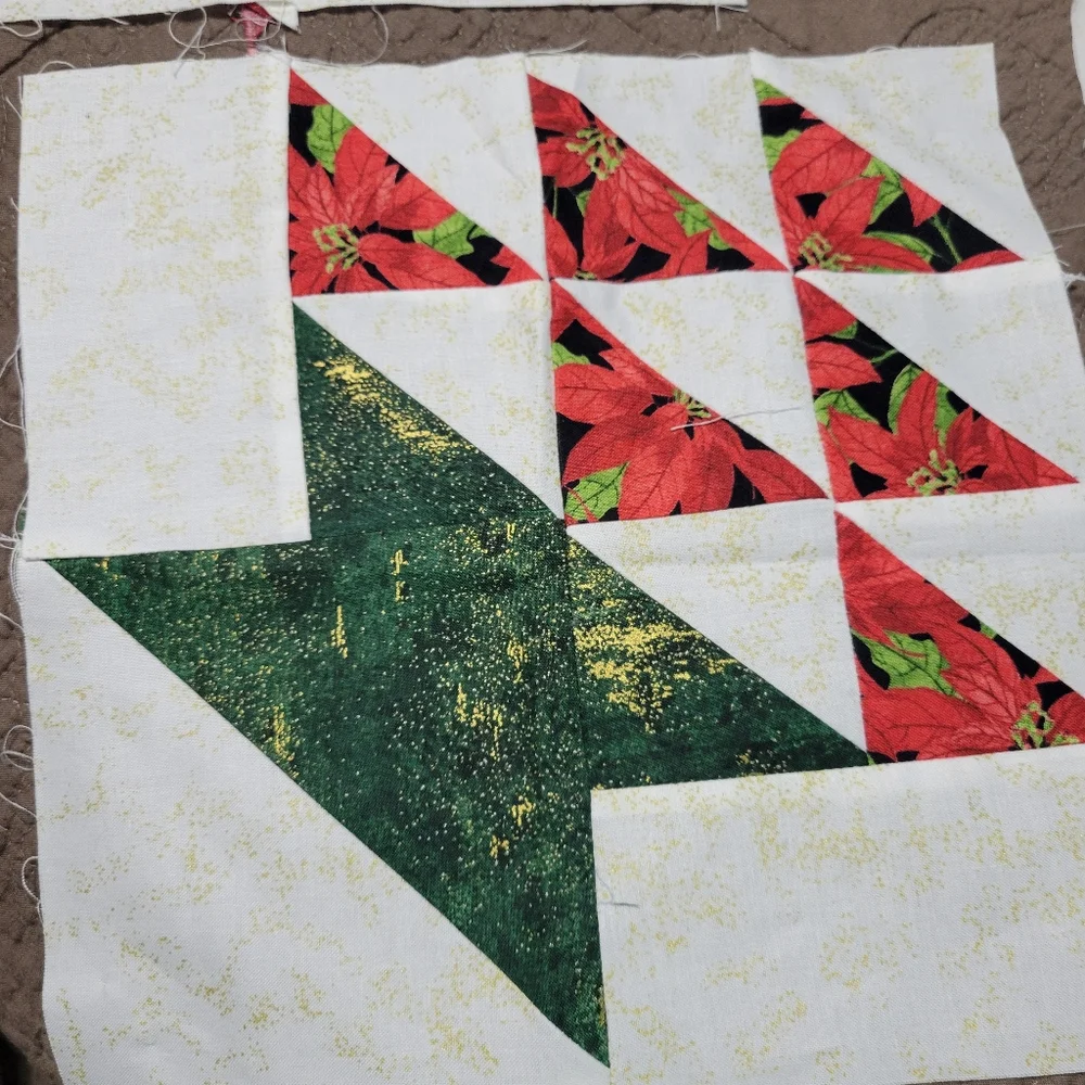 Set of 7 Holiday Quilt Squares holiday basket homemade block quilt squares